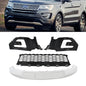 Solid Spare Compatible For 2016-2017 Ford Explorer Front Grille+Fog Light Frame*2+Skid Plate