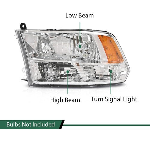 Solid Spare Headlight Assembly For 2009-2018 Dodge Ram 1500 2500 3500 Quad Cab Headlamp LH
