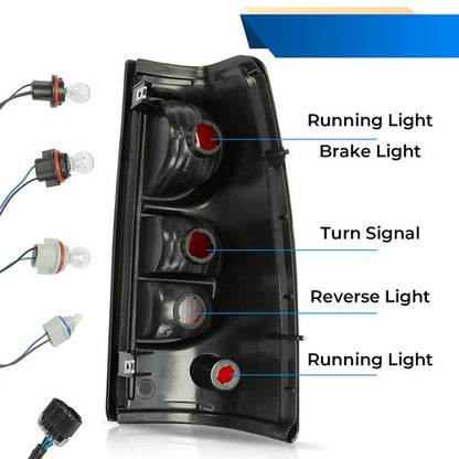 Solid Spare Rear Brake Tail Lights For Chevy Silverado 1500 2500 3500 HD 2003-2006 w/Bulb