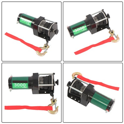 Solid Spare 12V 3000LBS 1.3HP Electric Winch 32ft Synthetic Rope Wireless & Wired Remote