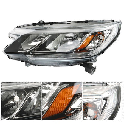 Solid Spare Halogen Headlight Assembly For Honda CR-V 2015-2016 Black Driver/LH W/DRL Front
