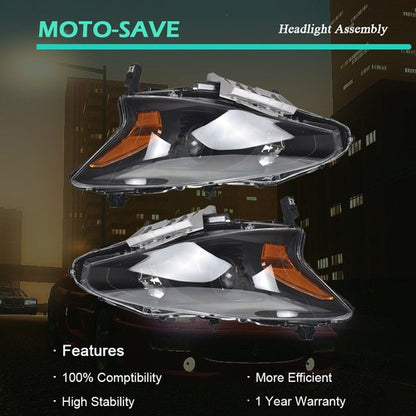 Solid Spare Black Headlights Housing Clear Left&Right Side For 2013-2015 Nissan Altima Sedan