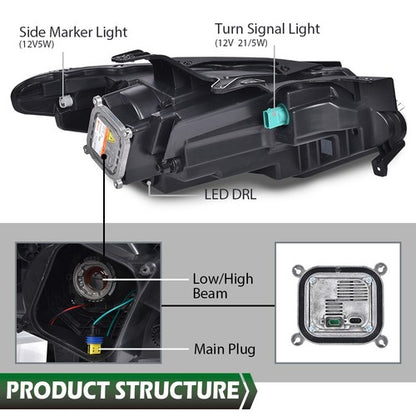 Solid Spare Fit For 2018-2021 Chevy Traverse HID Headlight w/ LED DRL Driver Left Side LH