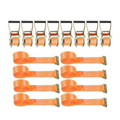 Solid Spare 4400 lbs 2" x 15' E-Track Ratchet Heavy Duty Straps Orange Tie Down Strap 8 Set