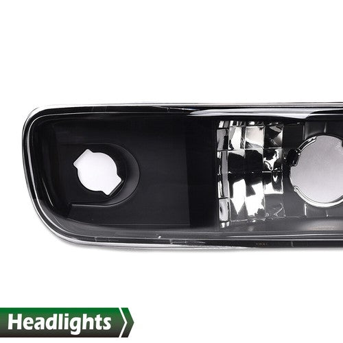 Solid Spare LED DRL Clear Black Headlights+Bumper Lamps Fit For 1999-2007 GMC Sierra/Yukon