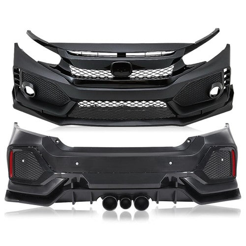 Solid Spare Fit For 2016-2021 Honda Civic Type R Style Front & Rear Bumper Cover Full Set