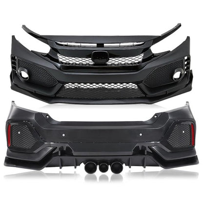 Solid Spare Fit For 2016-2021 Honda Civic Type R Style Front & Rear Bumper Cover Full Set