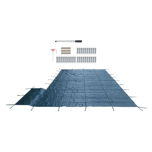 Solid Spare Green Mesh Pool Safety Cover For 20x40 ft Rectangle with 4x8ft Center End Step
