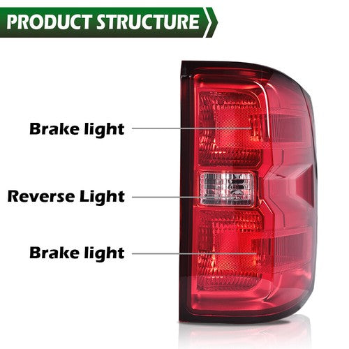 Solid Spare Fit For 2014-2018 Chevy Silverado Tail Light Brake Lamps w/ Bulbs+ Wiring