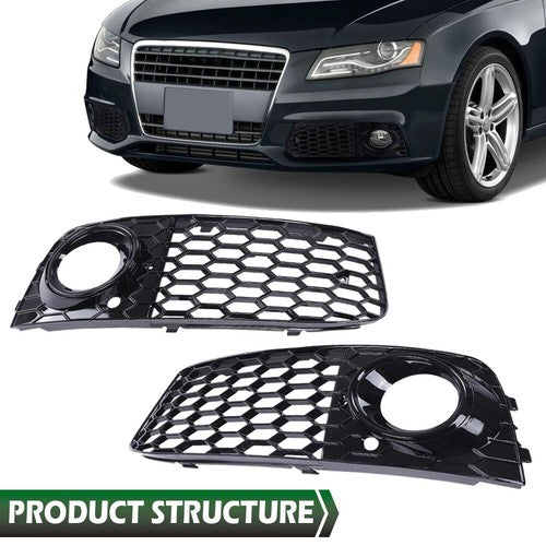 Solid Spare RS4 Style Honeycomb Fog Light Cover Fit For Audi A4 B8 2009-2012 Standard Bumper