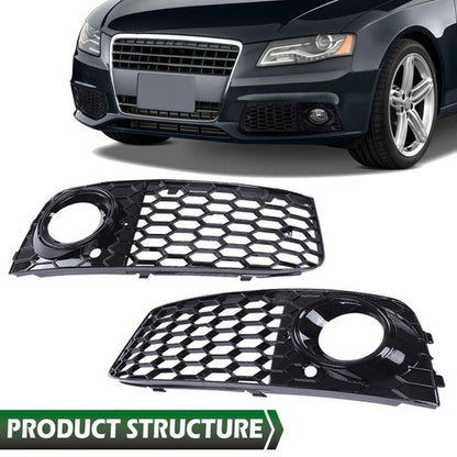 Solid Spare RS4 Style Honeycomb Fog Light Cover Fit For Audi A4 B8 2009-2012 Standard Bumper