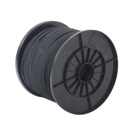 Solid Spare 3/16 inch Black Polypro Rope 500 Feet Hollow Braid Tensile Strength 750 Pounds