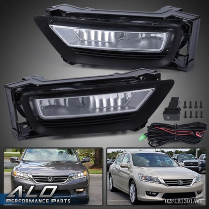 Solid Spare Fit For 2013-2015 Honda Accord Sedan Clear Fog Lights Lamps W/ Bulbs Left+Right