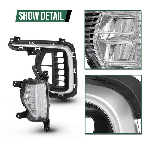 Solid Spare LED Fog Lights Driving Lamps w/ Bezel Fit For 2017-2019 Hyundai Santa Fe 7 Seats