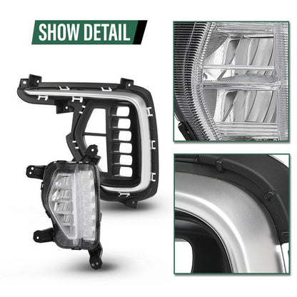 Solid Spare LED Fog Lights Driving Lamps w/ Bezel Fit For 2017-2019 Hyundai Santa Fe 7 Seats