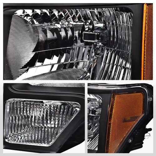Solid Spare Black Headlights+Tail Lights Brake Lamps Fit For 2009-2014 Ford F150 Pickup