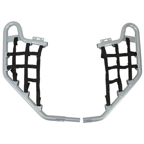 Solid Spare Silver Pair Of Nerf Bars W/ Black Nets Set For Honda TRX 700XX 2008-2009