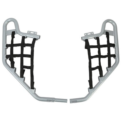 Solid Spare Silver Pair Of Nerf Bars W/ Black Nets Set For Honda TRX 700XX 2008-2009