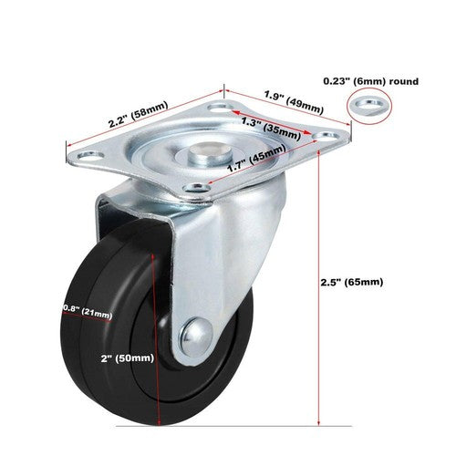 Solid Spare 24 Pack 2" Swivel Caster Wheels Rubber Base With Top Plate & Bearing Heavy Duty