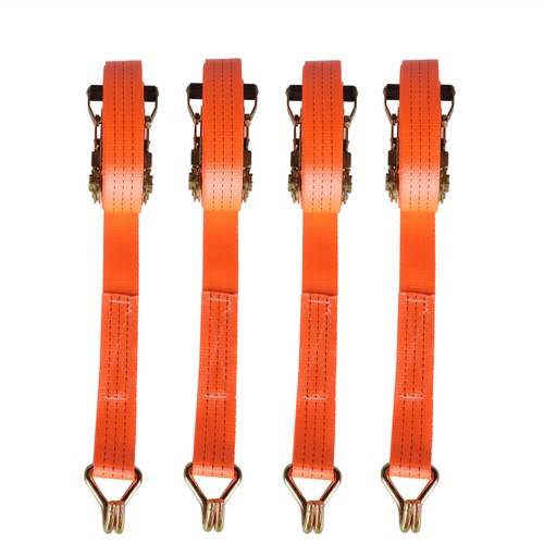 Solid Spare 4 Pack 1.5" x 15' 4400 lb Ratchet Straps with J Hook Heavy Duty Tie Down US