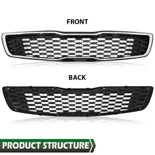Solid Spare Fit For 2017-2018 Kia Forte5 Hatchback EX LX Front Bumper Upper Grille Grill