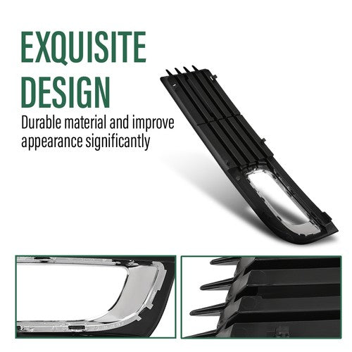 Solid Spare Fog Light Bezel Lamp Cover w/ Chrome Trim Fit For 08-10 Audi A8 D3 Left+Right