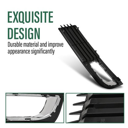 Solid Spare Fog Light Bezel Lamp Cover w/ Chrome Trim Fit For 08-10 Audi A8 D3 Left+Right