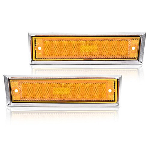 Solid Spare Pair Front Signal Side Marker Lights Amber Fit For 81-91 GMC Chevy Pickup Truck