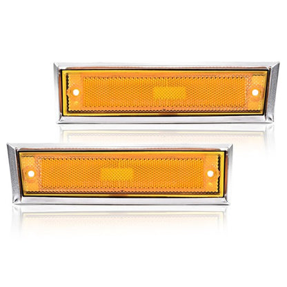 Solid Spare Pair Front Signal Side Marker Lights Amber Fit For 81-91 GMC Chevy Pickup Truck