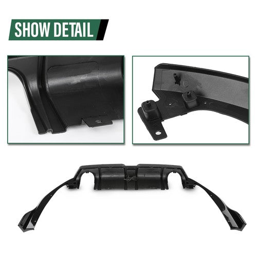 Solid Spare Fit For 2016-2021 Honda Civic Black Rear Lip Diffuser Body Kit w/ LED Light