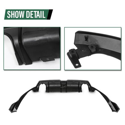Solid Spare Fit For 2016-2021 Honda Civic Black Rear Lip Diffuser Body Kit w/ LED Light