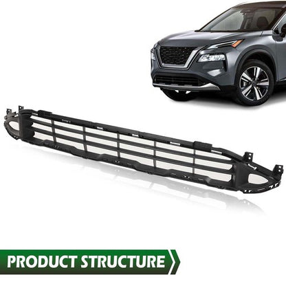 Solid Spare Fit For 21-22 Nissan Rogue Front Bumper Lower Grille Grill Black 62254-6RR0A