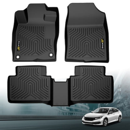 Solid Spare All Weather TPE Floor Mats Liners For Honda Civic 16-21 Sedan Hatchback Coupe