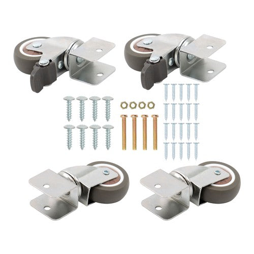 Solid Spare 4 Set 2" Swivel Caster Wheels with U Bracket (2 with brake&2 without) 360-Degree
