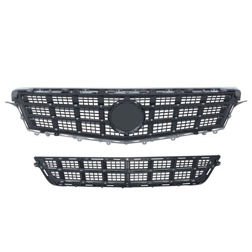 Solid Spare 2Pcs Front Upper Grille + Lower Grille Plastic For Cadillac ATS 2013-2014 Chrome