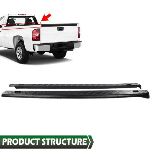 Solid Spare Fit For 2007-2013 Silverado 1500 2500 HD 3500 HD 6'6" Bed Rail Caps Cover Black