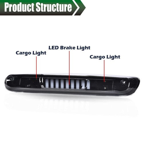 Solid Spare Fit For 07-14 Silverado Sierra Smoke/Black LED Third Brake Light Cargo Lamp