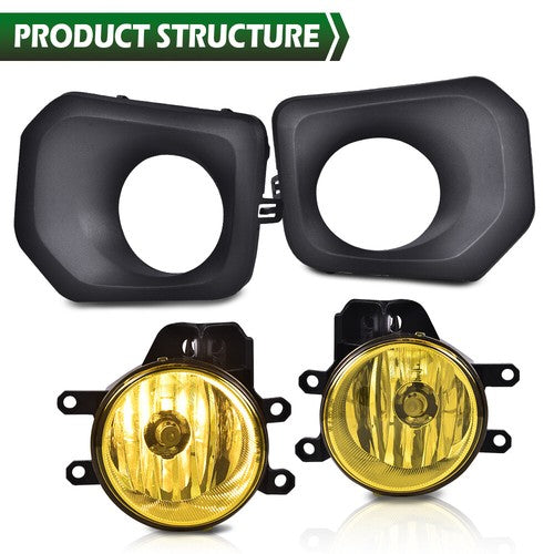 Solid Spare Fit For 2016-2021 Toyota Tacoma Yellow Lens Fog Lights Driving Bumper Lamps Kit