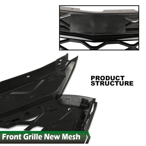 Solid Spare Fit For 2018-2021 Chevrolet Equinox Front Bumper Upper Grille Black Grill