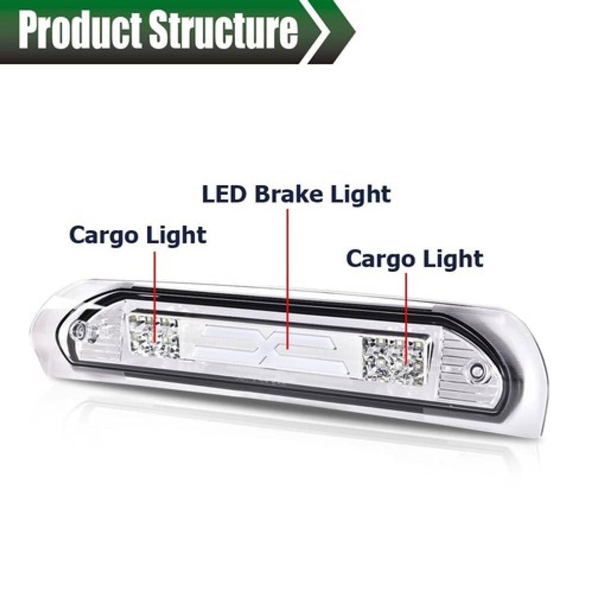 Solid Spare Fit For 02-09 Dodge Ram Truck Clear Lens Third 3rd Tail Brake Light Cargo Lamp