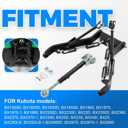 Solid Spare 3 Point Hitch Kit For Kubota BX23 BX25 BX25D B-Series Sub-Compact Tractor Models