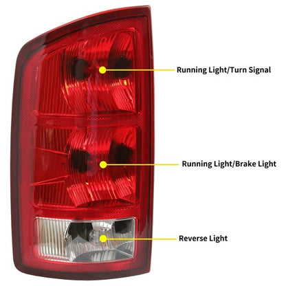 Solid Spare DOT Tail Lights Brake Lamps w/Bulbs For Dodge Ram 1500 2500 3500 2002-2006 03 04