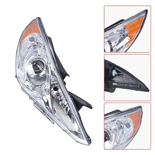 Solid Spare Halogen Clear New LH+RH Headlights Assembly Lamps For Hyundai Sonata 2011-2014