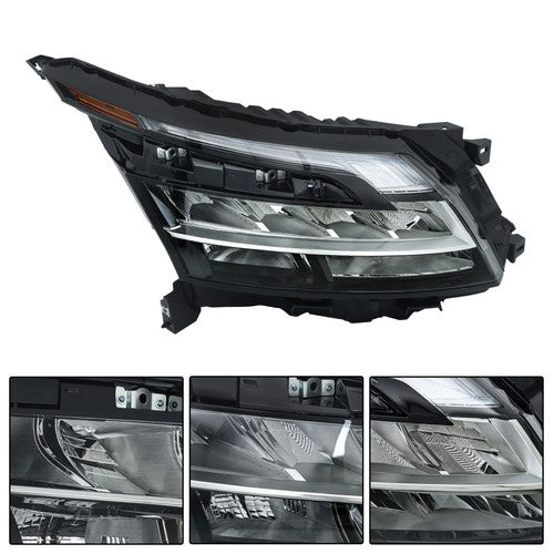 Solid Spare LED Headlight Passenger Right Side For Nissan Pathfinder 2022-2023 Chrome Bezel