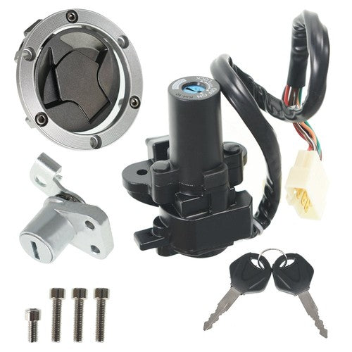Solid Spare New Ignition Switch Lock Gas Cap Cover Set For Kawasaki Ninja 250R EX250J 08-12