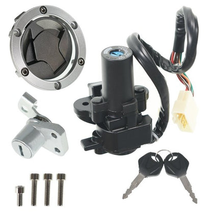 Solid Spare New Ignition Switch Lock Gas Cap Cover Set For Kawasaki Ninja 250R EX250J 08-12