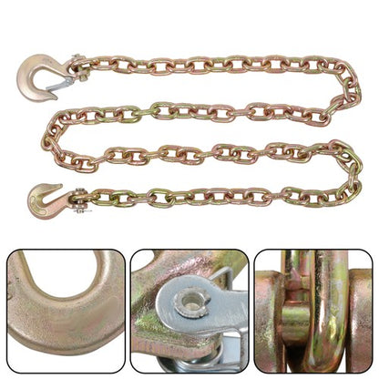 Solid Spare 3/8in × 8FT Trailer&Truck Transport Bundle Chain Steel Gold G70 6600lbs W/Hooks