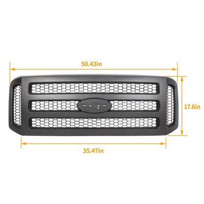 Solid Spare Black Painted Grille Assembly For Ford 05-07 F250 F350 Super Duty FOR FO1200457
