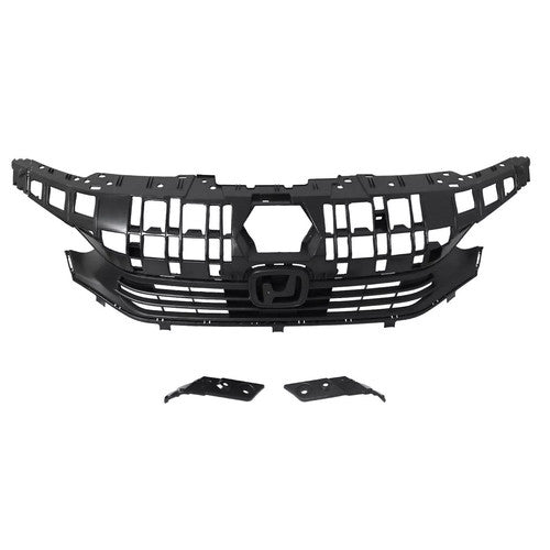 Solid Spare W/Molding Fog Lights Black Plastic Upper Lower Grill Set For Honda Civic 2022-23
