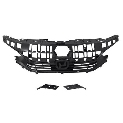 Solid Spare W/Molding Fog Lights Black Plastic Upper Lower Grill Set For Honda Civic 2022-23